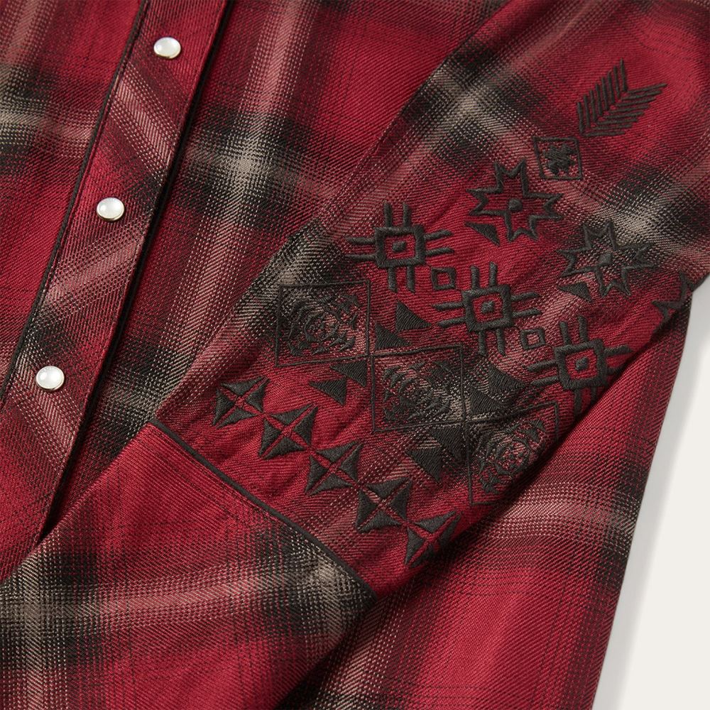 Stetson blusa a cuadros occidental vino mujer vestir P242PH457