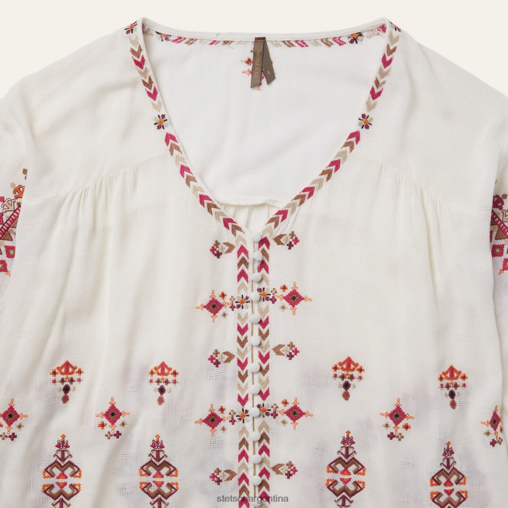 Stetson blusa campesina dobby blanco mujer vestir P242PH461