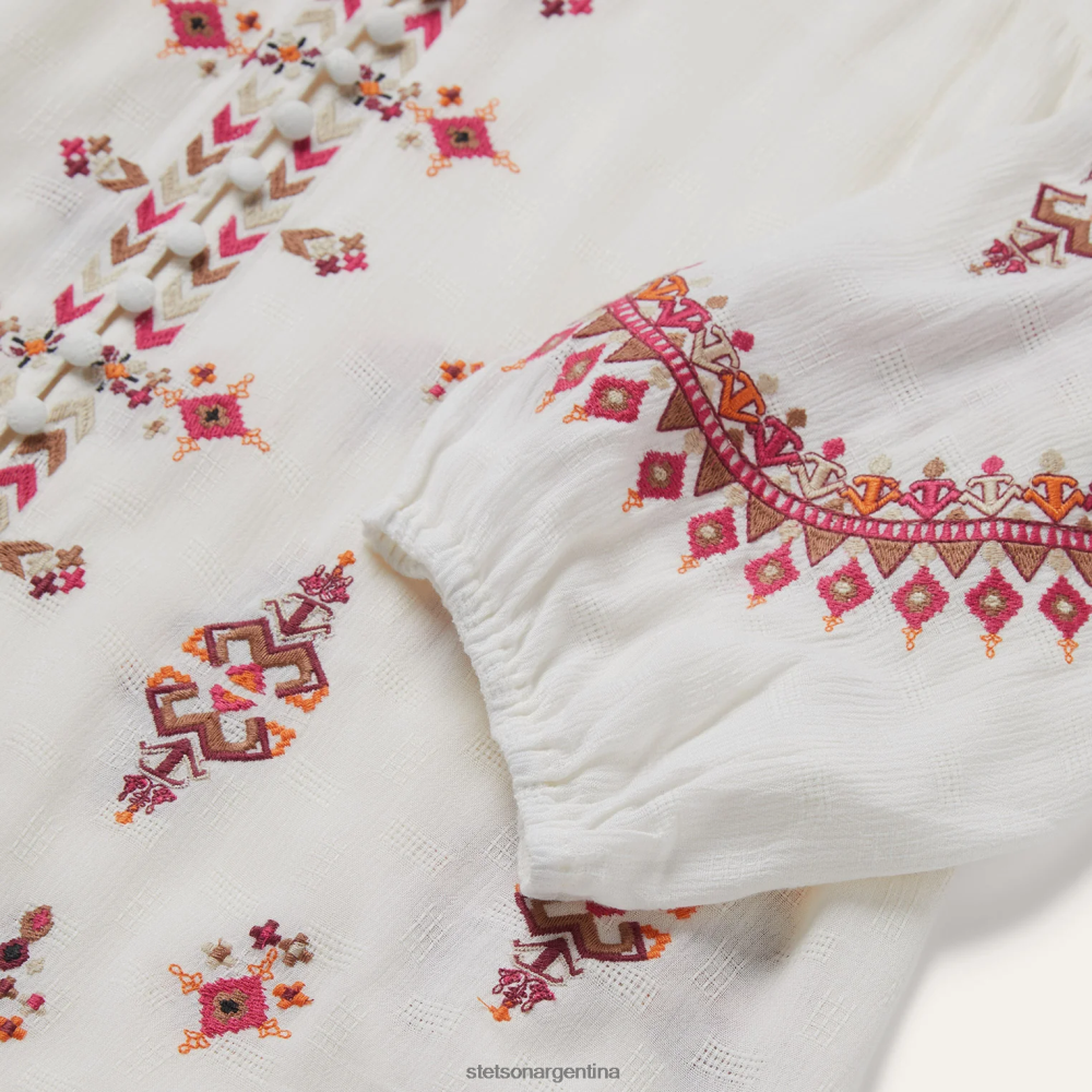 Stetson blusa campesina dobby blanco mujer vestir P242PH461