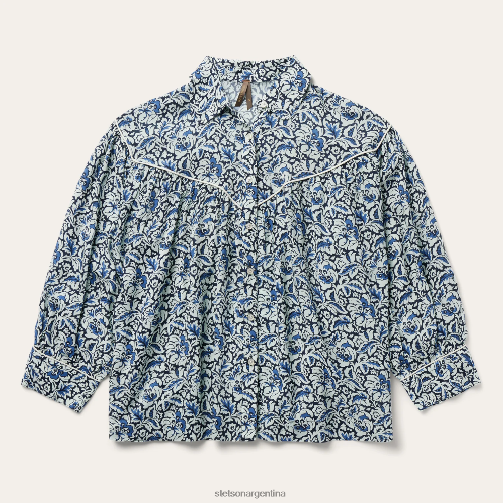 Stetson blusa con estampado de tapices índigo azul mujer vestir P242PH441