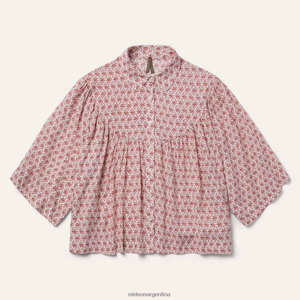 Stetson blusa de manga corta con estampado floral rojo mujer vestir P242PH460