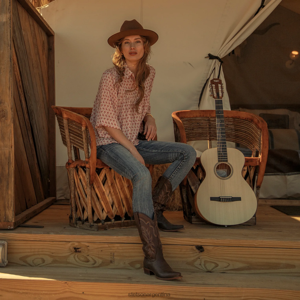 Stetson blusa de manga corta con estampado floral rojo mujer vestir P242PH460