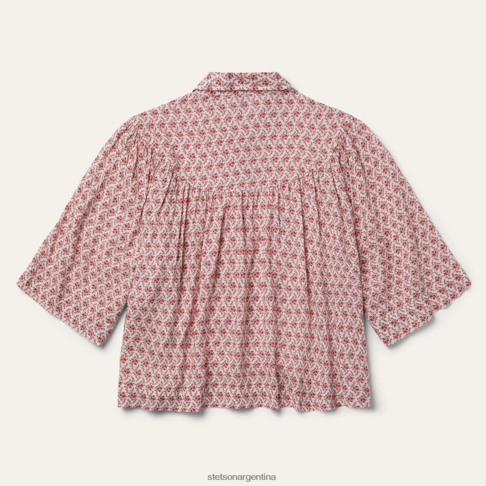Stetson blusa de manga corta con estampado floral rojo mujer vestir P242PH460