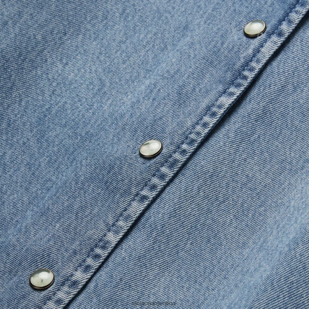 Stetson blusa de mezclilla de lyocell con botones de presión en la parte delantera azul mujer vestir P242PH440