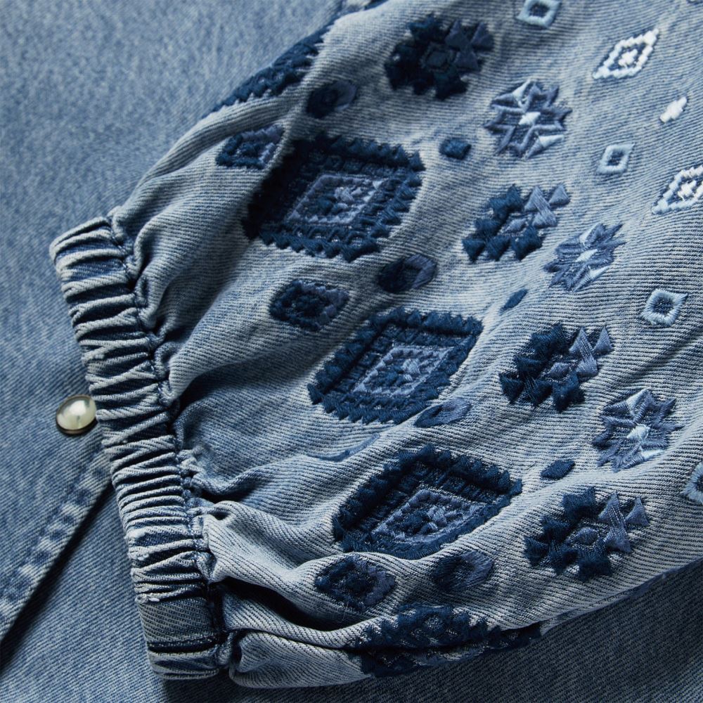 Stetson blusa de mezclilla de lyocell con botones de presión en la parte delantera azul mujer vestir P242PH440