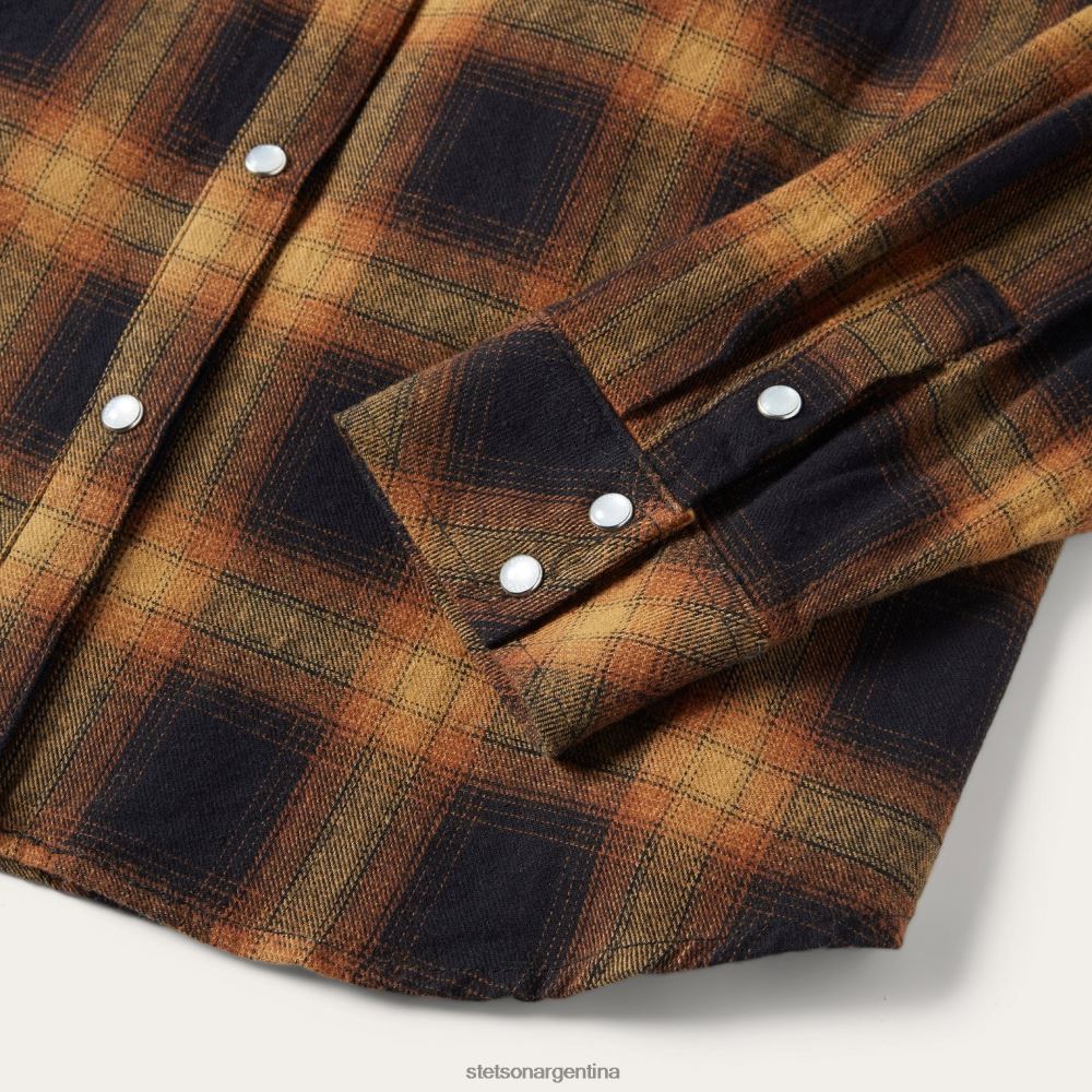 Stetson camisa clásica de franela occidental marrón mujer vestir P242PH481