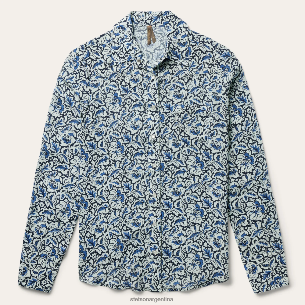 Stetson camisa con estampado de tapices índigo azul mujer vestir P242PH433
