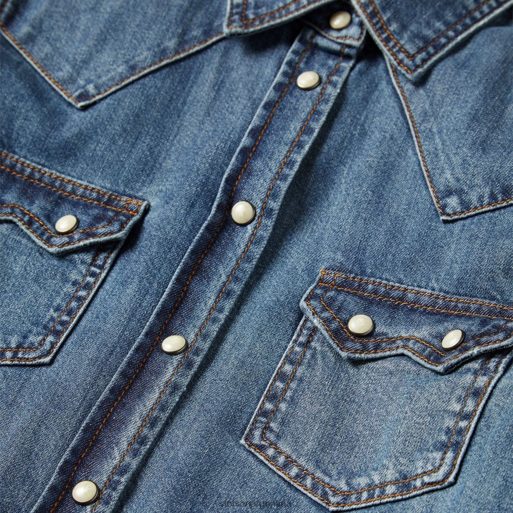 Stetson camisa de mezclilla desgastada azul mujer vestir P242PH430