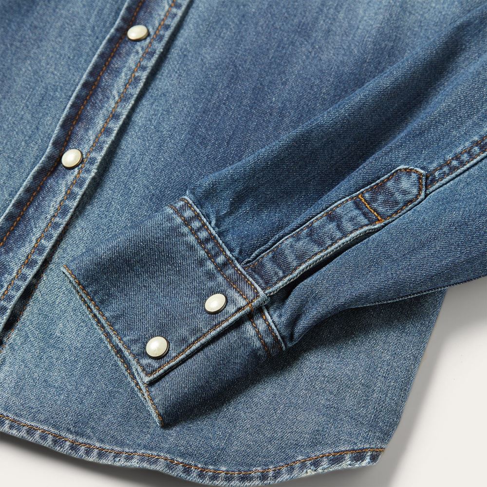 Stetson camisa de mezclilla desgastada azul mujer vestir P242PH430