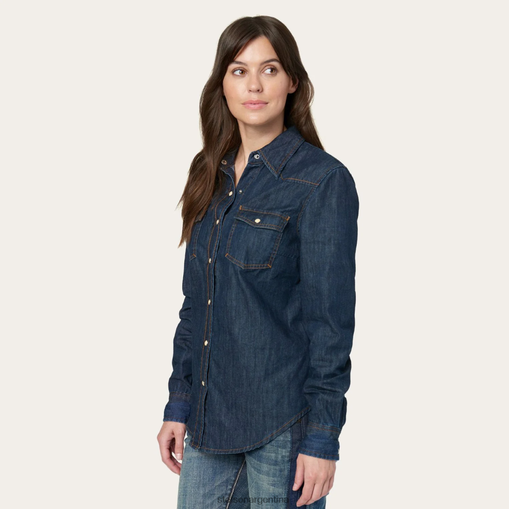 Stetson camisa occidental clásica de mezclilla oscura azul mujer vestir P242PH478