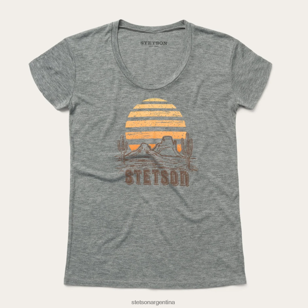 Stetson camiseta con estampado de puesta de sol gris mujer vestir P242PH470