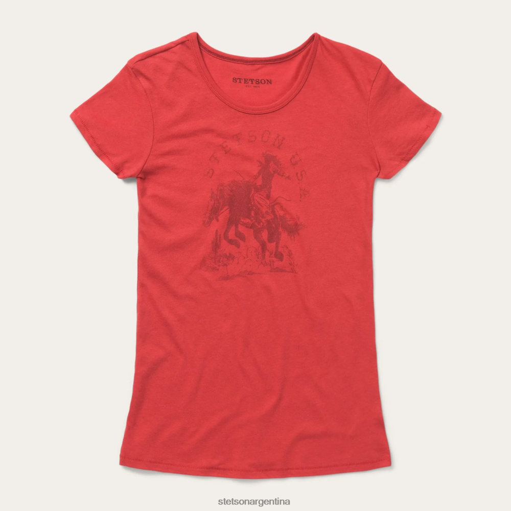 Stetson camiseta con gráfico de vaquera rojo mujer vestir P242PH469