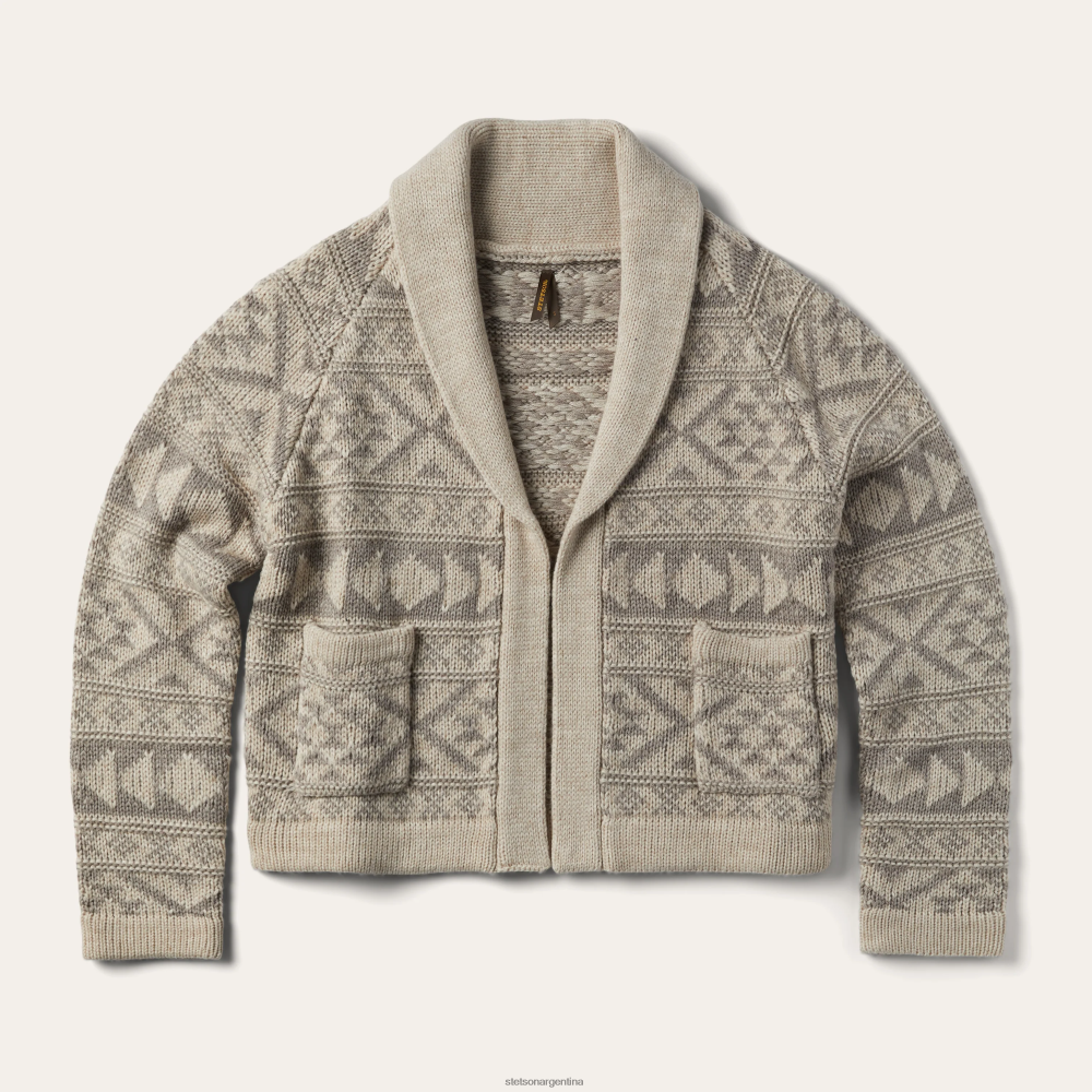 Stetson cárdigan corto con cuello chal marrón mujer vestir P242PH537