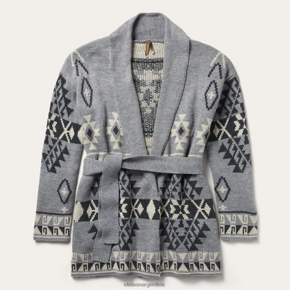 Stetson suéter de punto grueso con lazo gris mujer vestir P242PH543