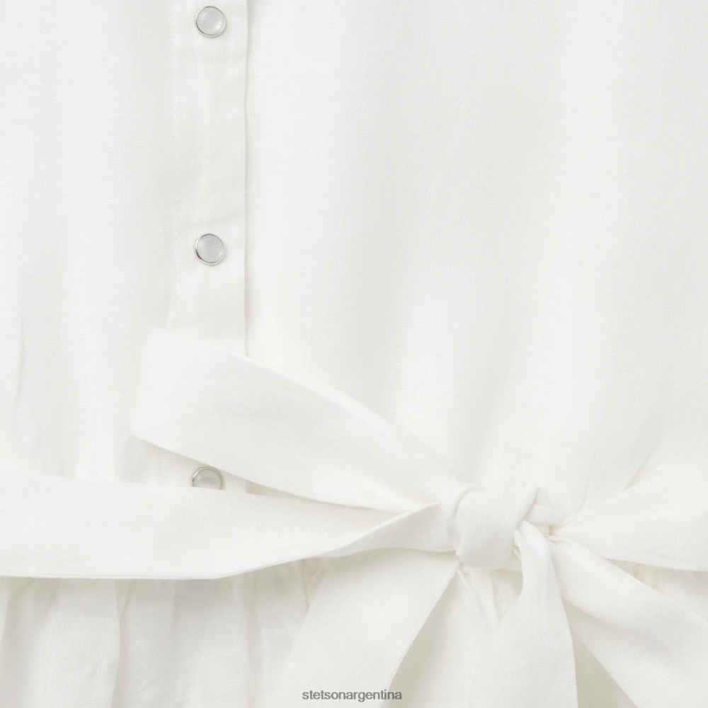 Stetson vestido camisero de lino a rayas tonales blanco mujer vestir P242PH487