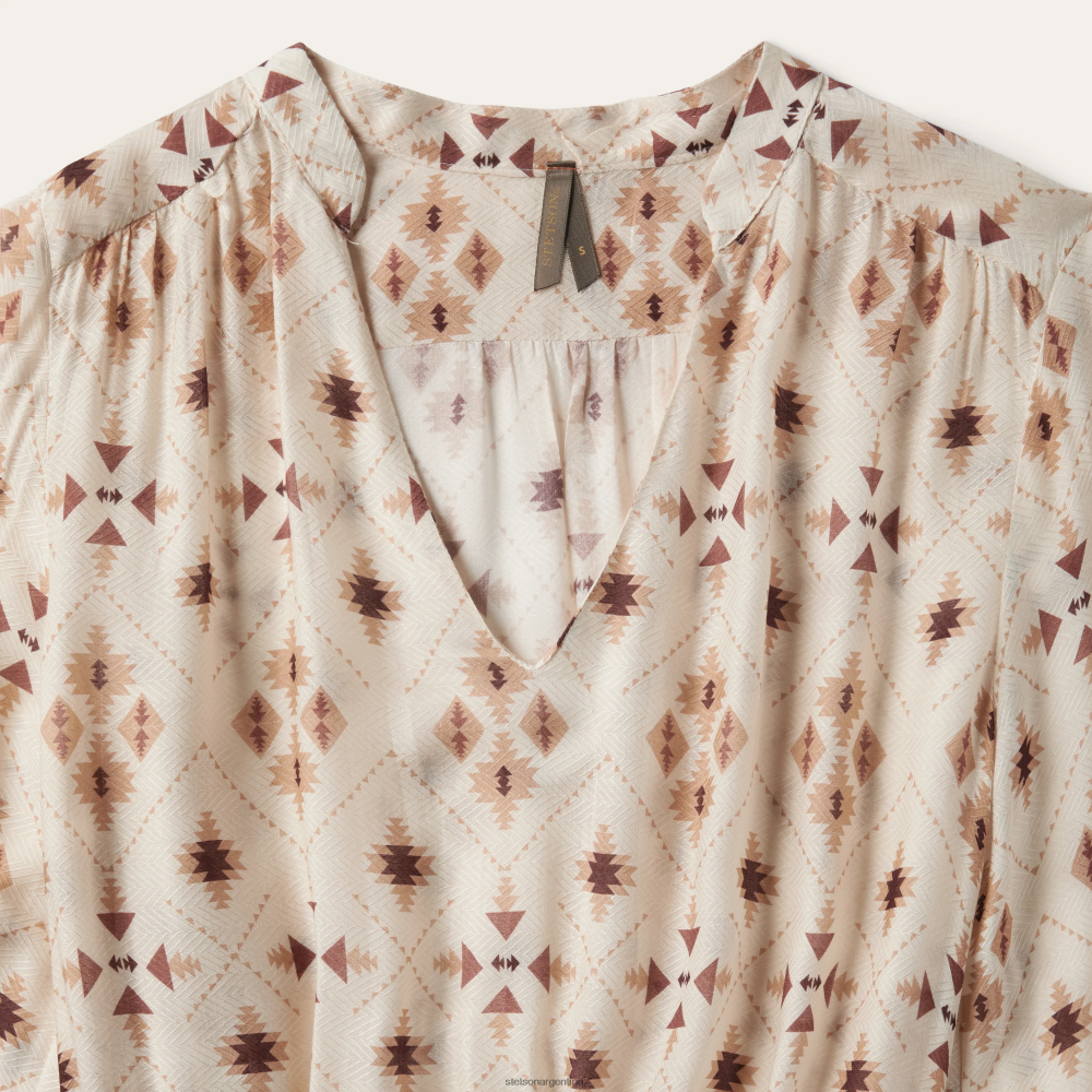 Stetson vestido de espiguilla de rayón con estampado de borde gaucho blanco mujer vestir P242PH500