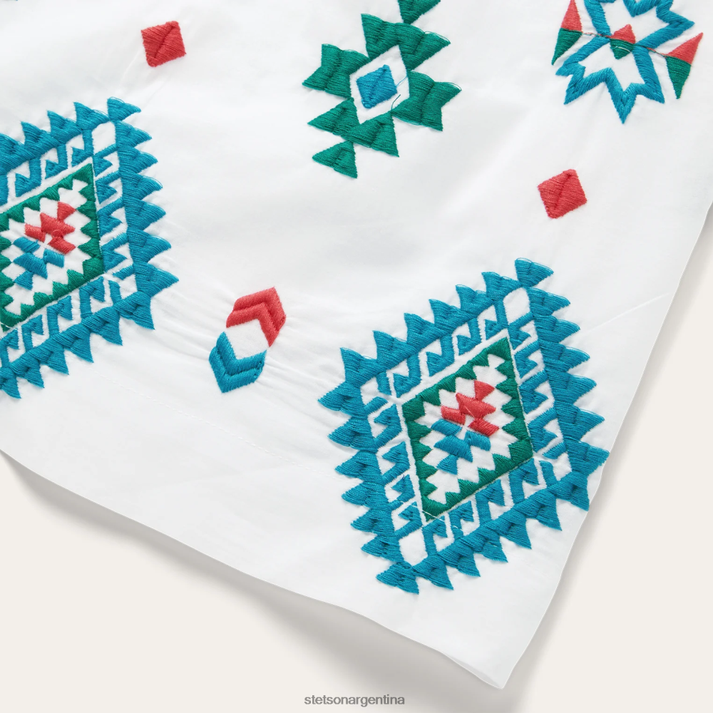 Stetson vestido de linón de algodón con bordado Schiffli brillante blanco mujer vestir P242PH485