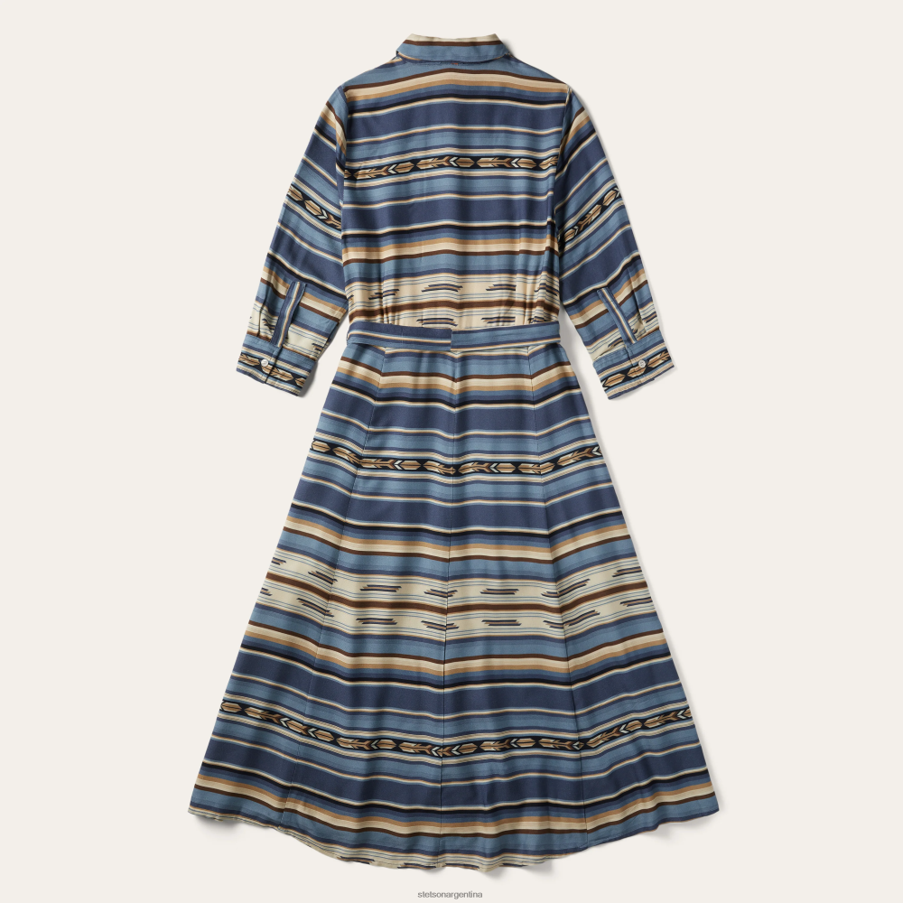 Stetson vestido de sarga de rayón con estampado de sarape índigo azul mujer vestir P242PH498