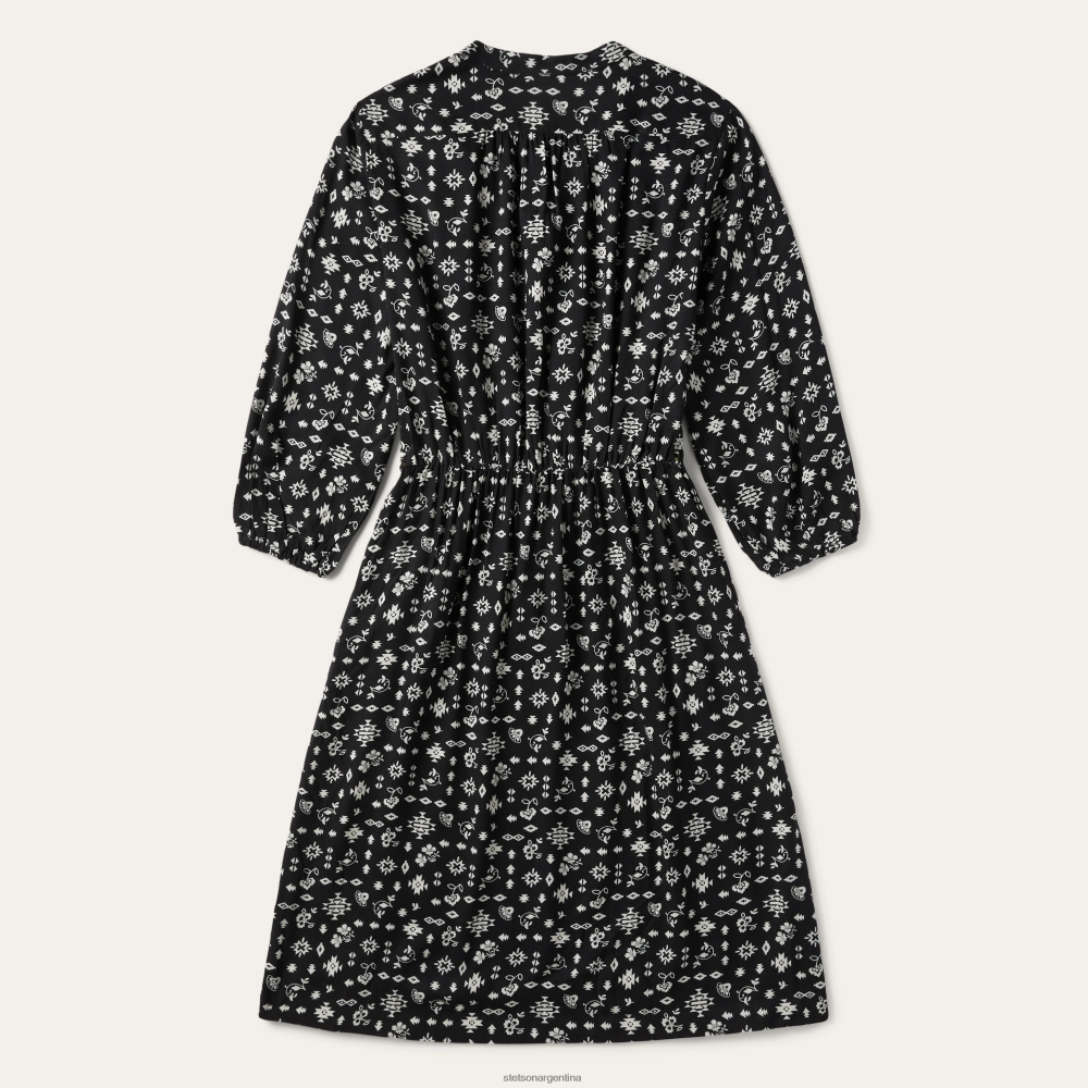 Stetson vestido de sarga de rayón con estampado del suroeste negro mujer vestir P242PH499
