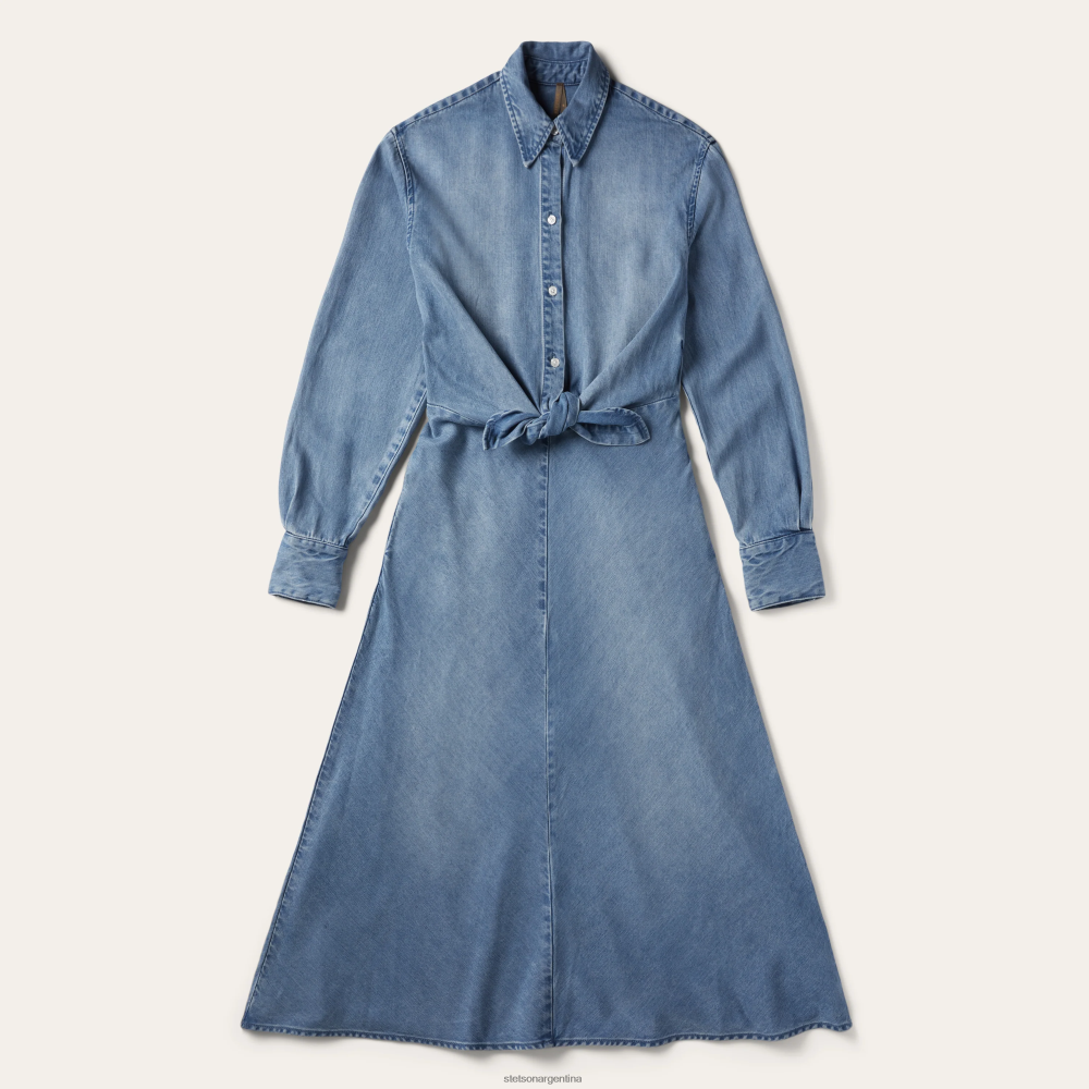 Stetson vestido denim de tencel con lazo en el frente azul mujer vestir P242PH501