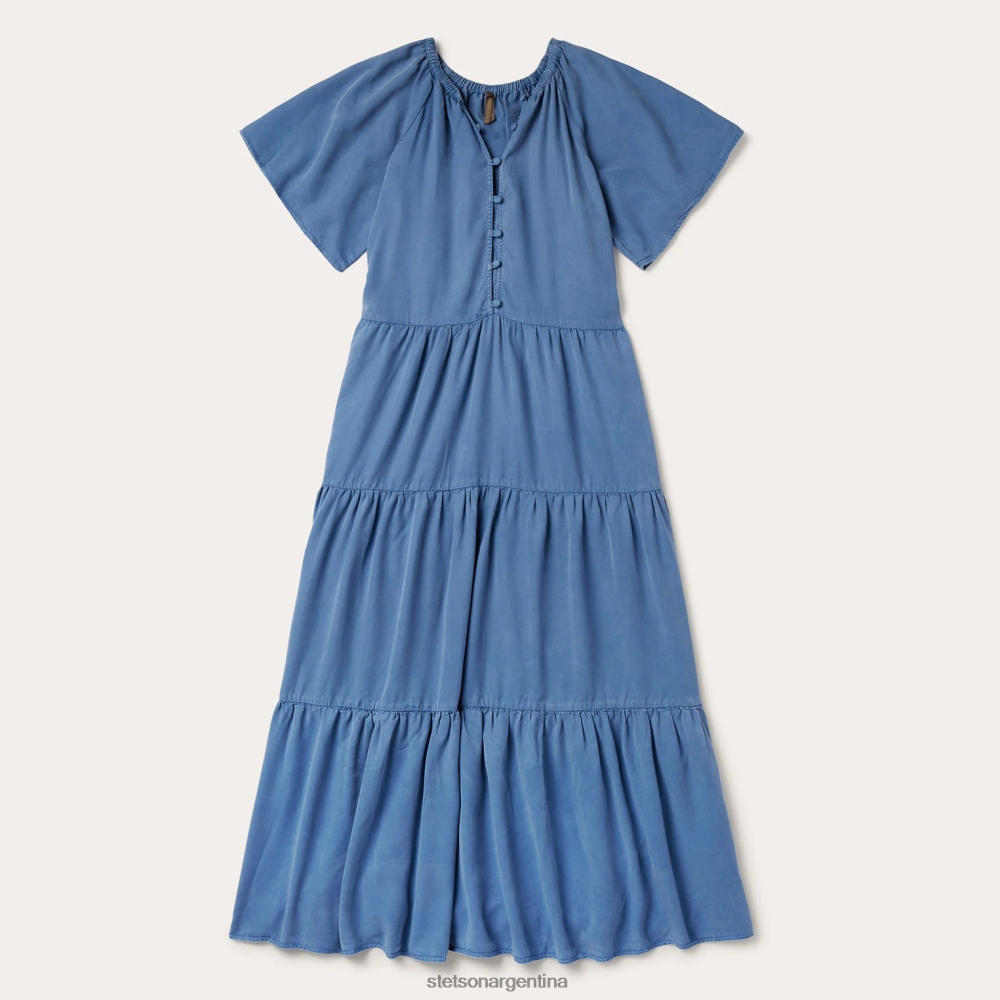 Stetson vestido largo de tres capas en denim de lyocell azul mujer vestir P242PH492