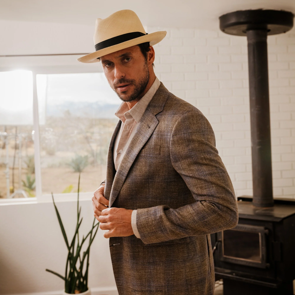 Stetson sombrero fedora panamá center dent natural unisexo sombreros P242PH144