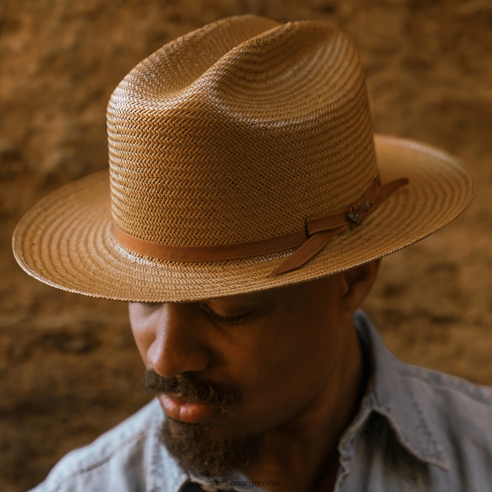 Stetson sombrero de paja de camino abierto coñac unisexo sombreros P242PH141