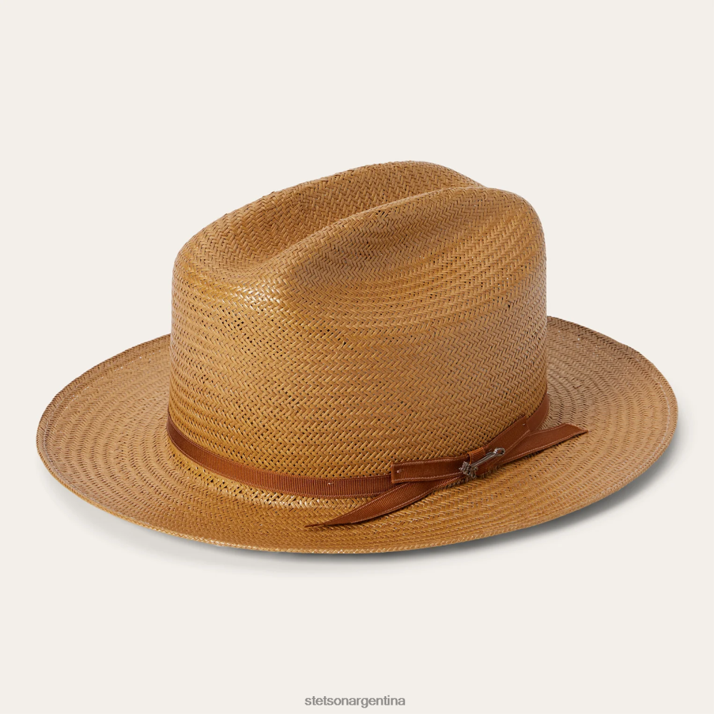 Stetson sombrero de paja de camino abierto coñac unisexo sombreros P242PH141
