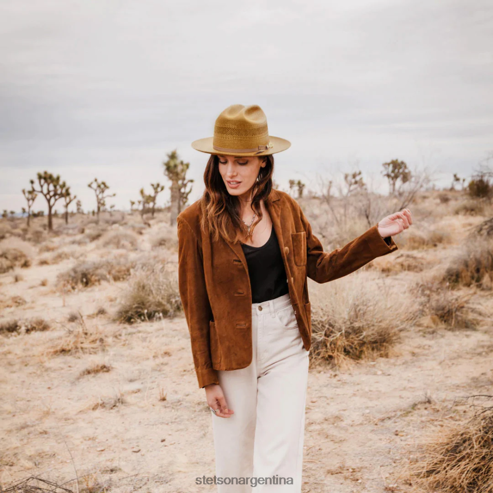 Stetson sombrero vaquero de paja ventilado open road coñac unisexo sombreros P242PH22